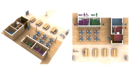 3D půdorys - pohled z kamery, orto